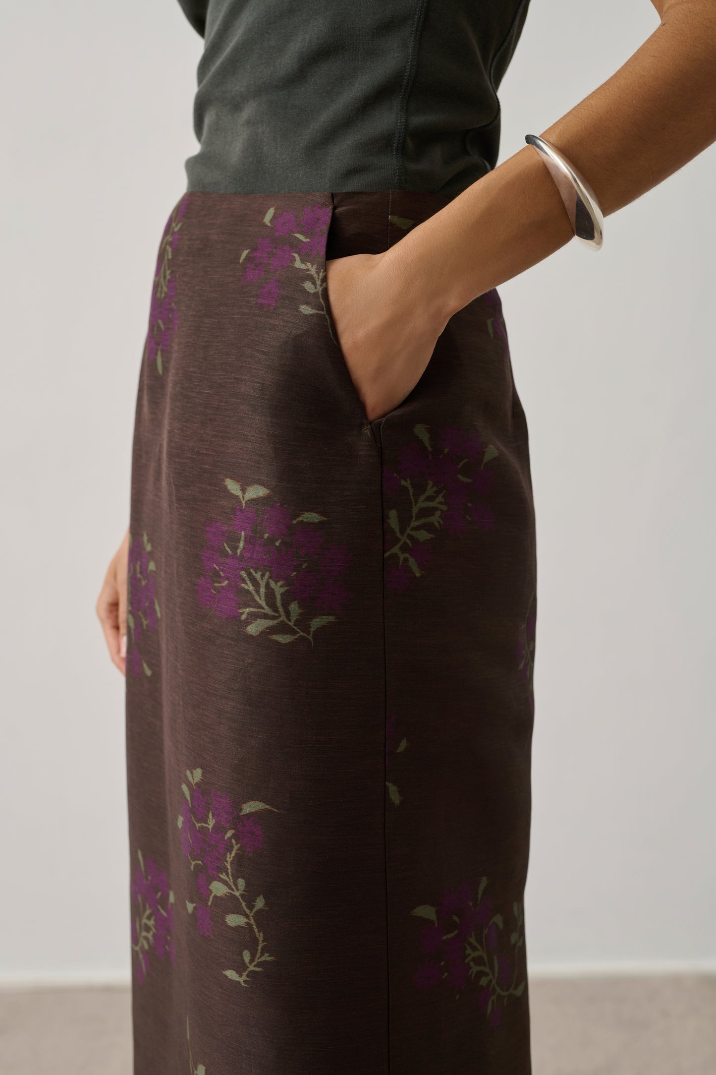 Jupe Helia - Marron/Violet - Lin - Femme